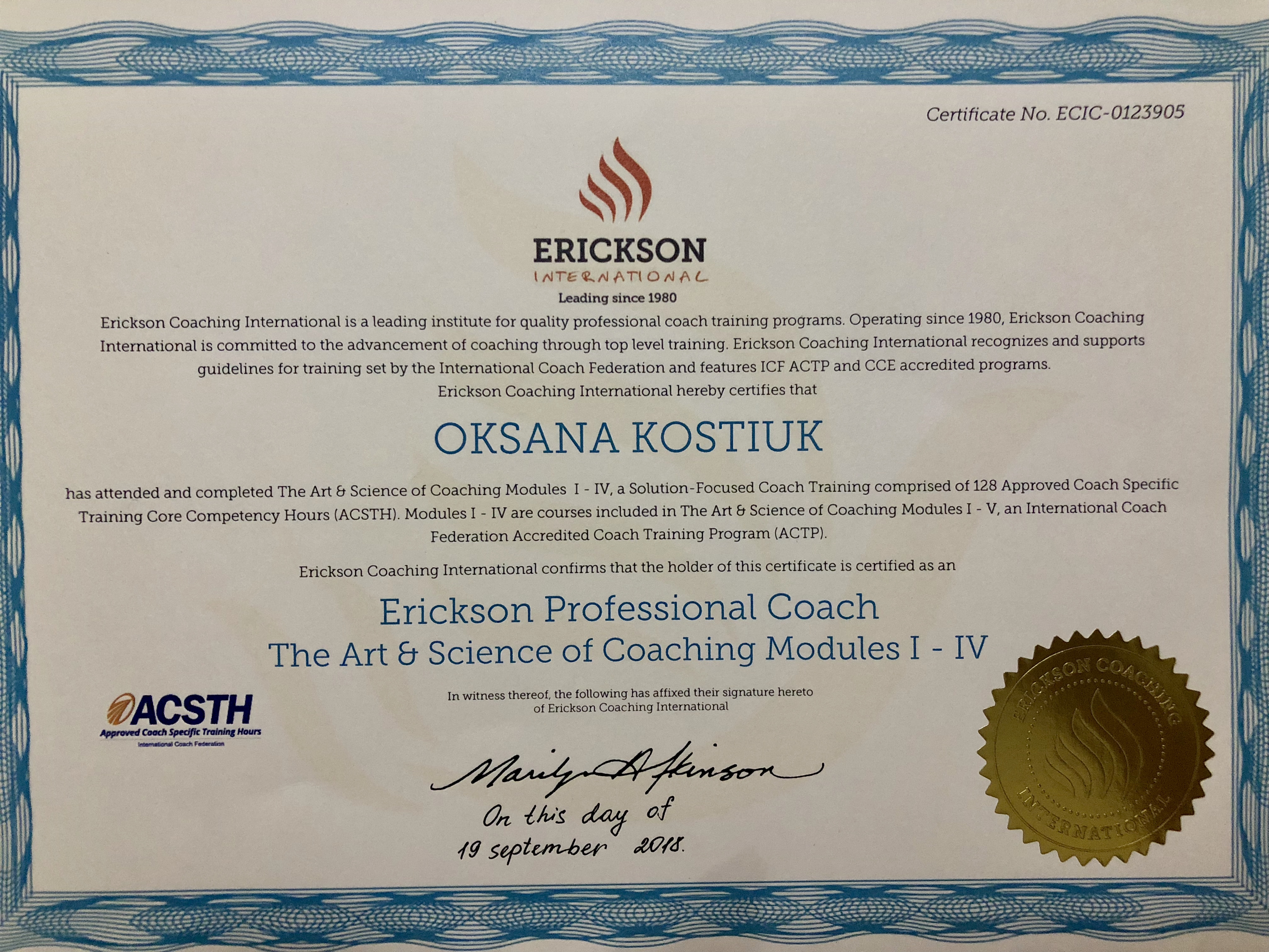 Erikson coaching